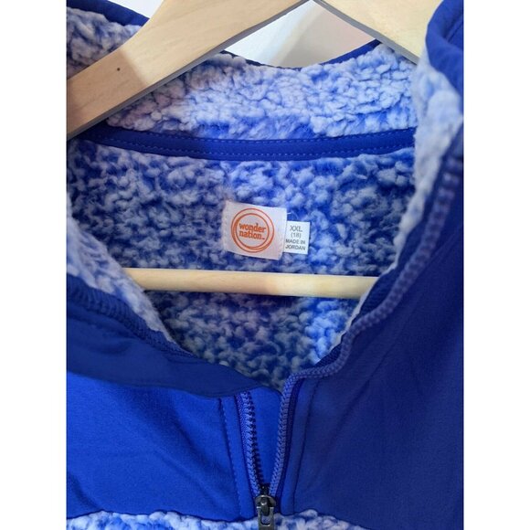 New‎ Wonder Nation Sherpa Pullover 1/4 Zip Kids Sz XXL 18 Blue Soft NWT - Picture 2 of 8